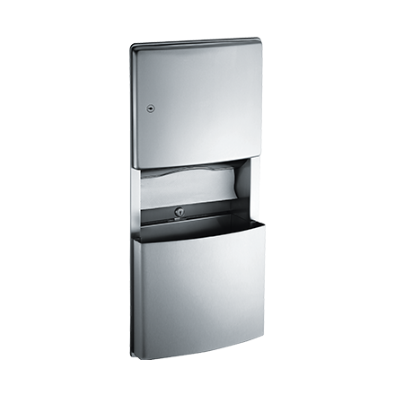 Recessed Paper Towel Dispenser and Removable Waste Receptacle